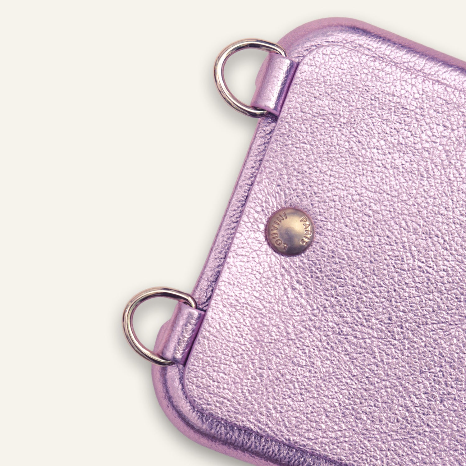 LEATHER IPHONE CASE WITH WALLET AND LOOPS LOU - METALLIC PINK