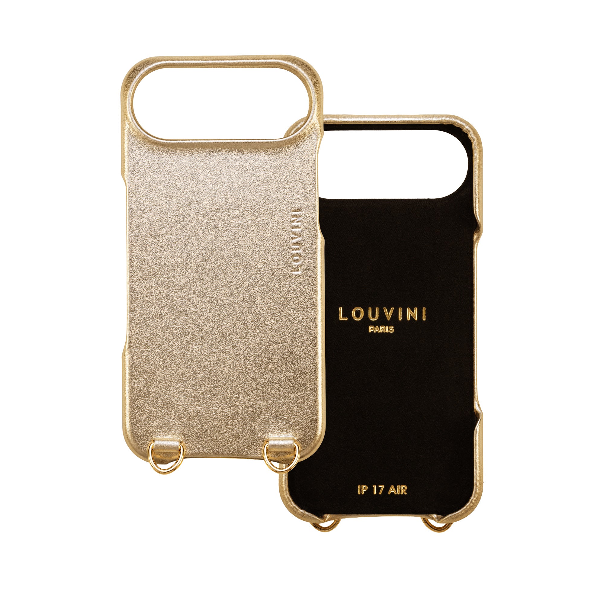 Leather iPhone case with loops and  Magsafe MAX - METALLIC GOLD
