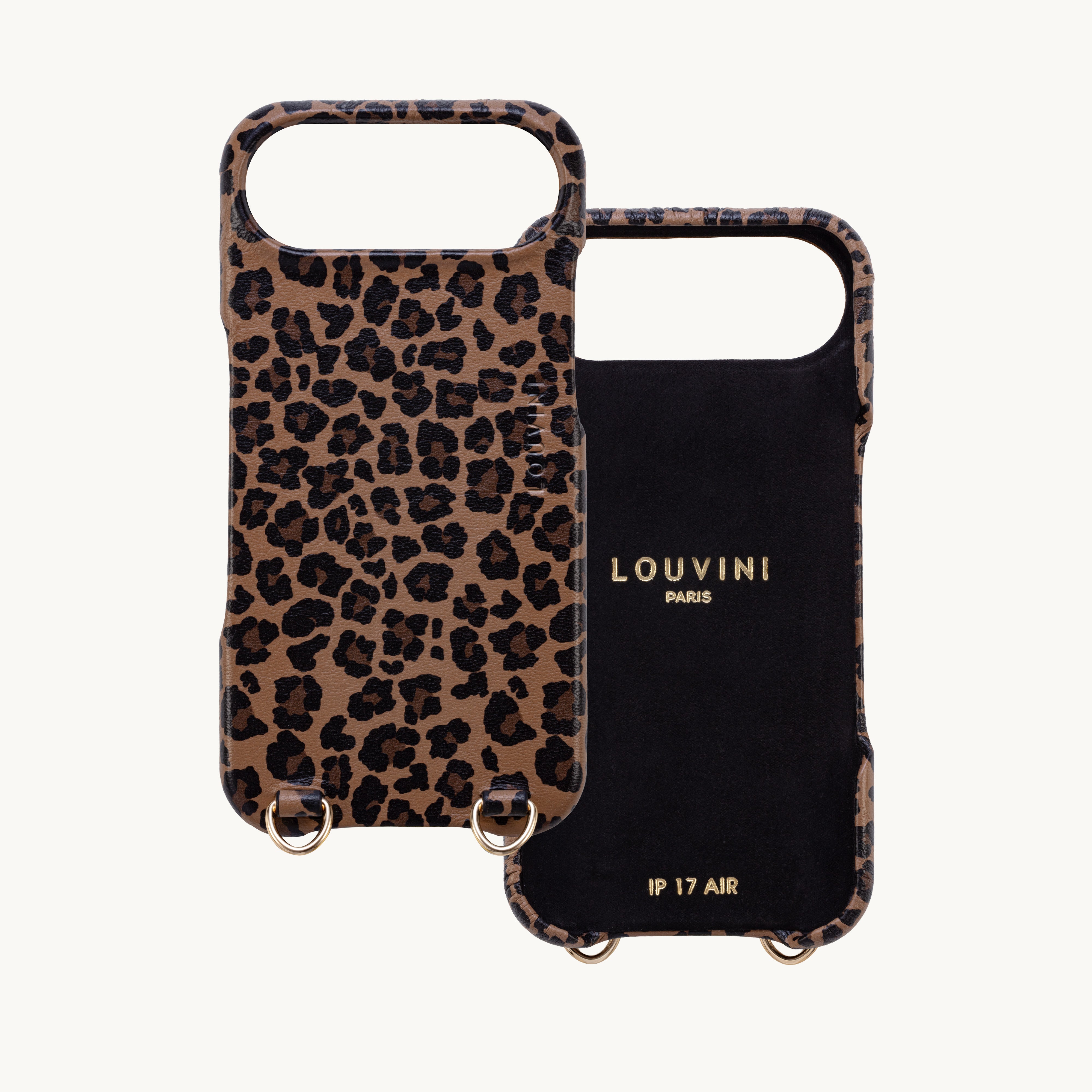 Leather iPhone case with loops and Magsafe MAX - LEOPARD