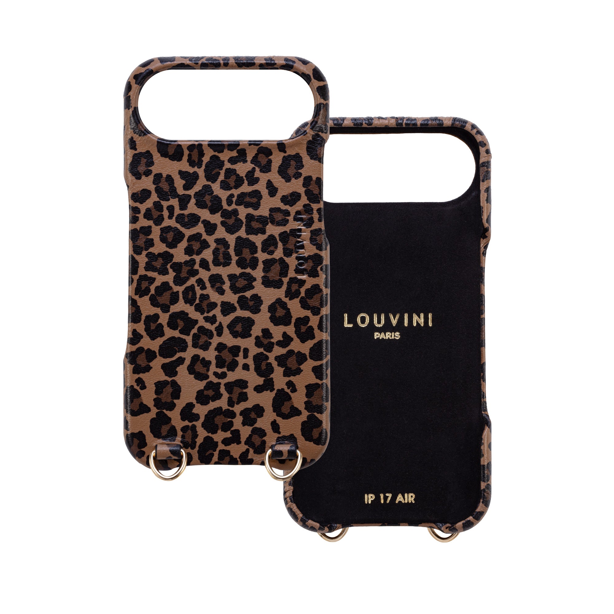 Leather iPhone case with loops and Magsafe MAX - LEOPARD