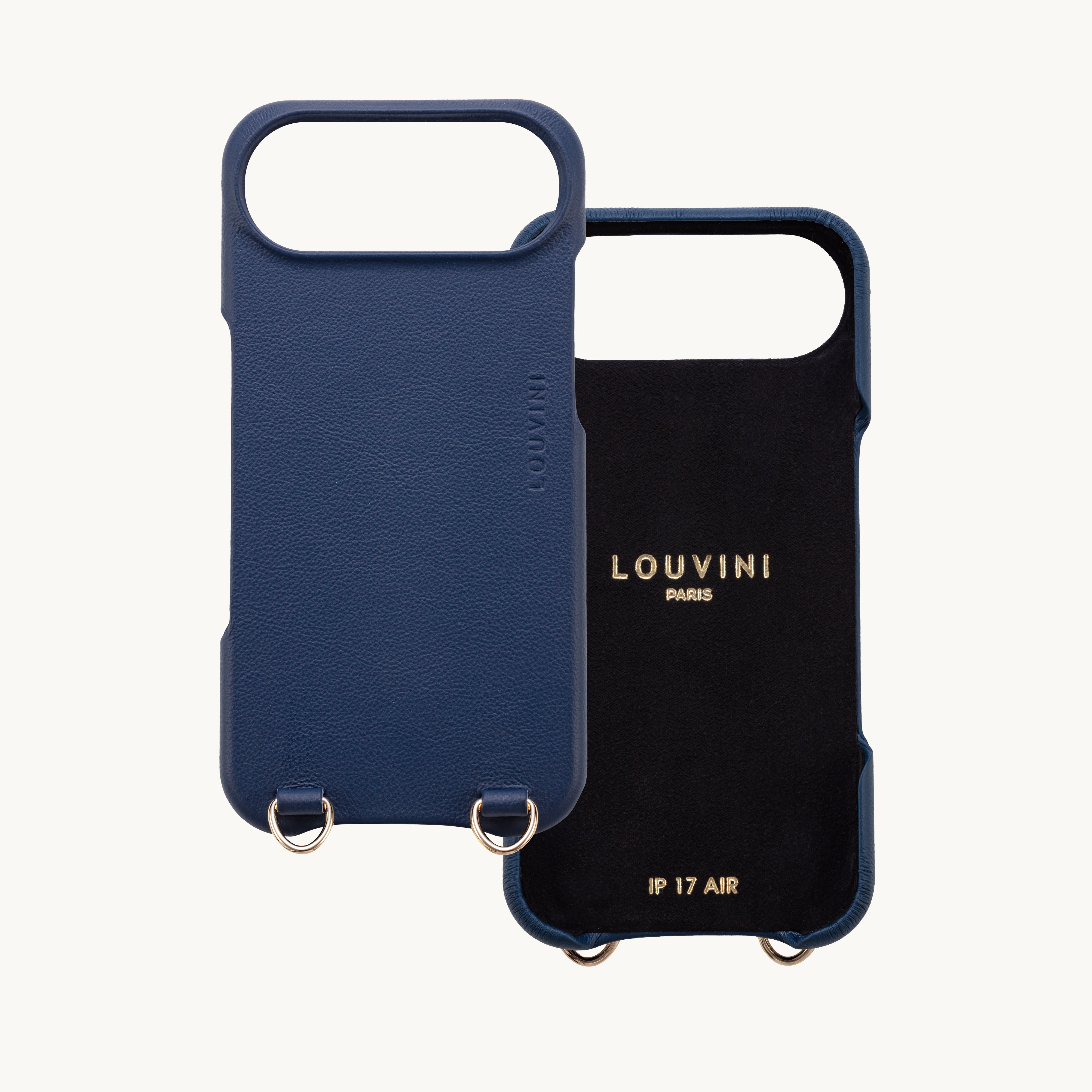 Leather iPhone Case with Loops and MagSafe MAX - NAVY 