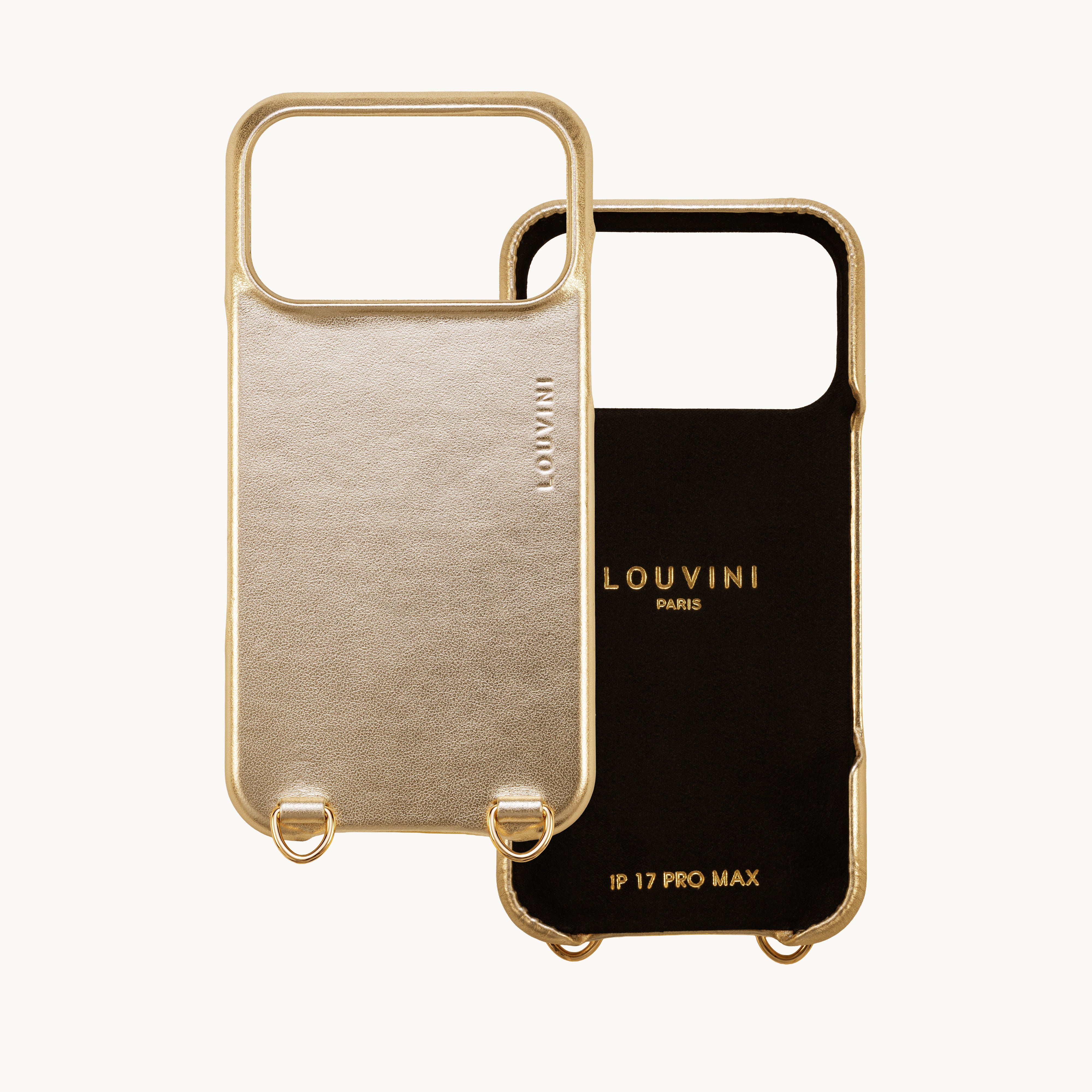 Leather iPhone case with loops and  Magsafe MAX - METALLIC GOLD