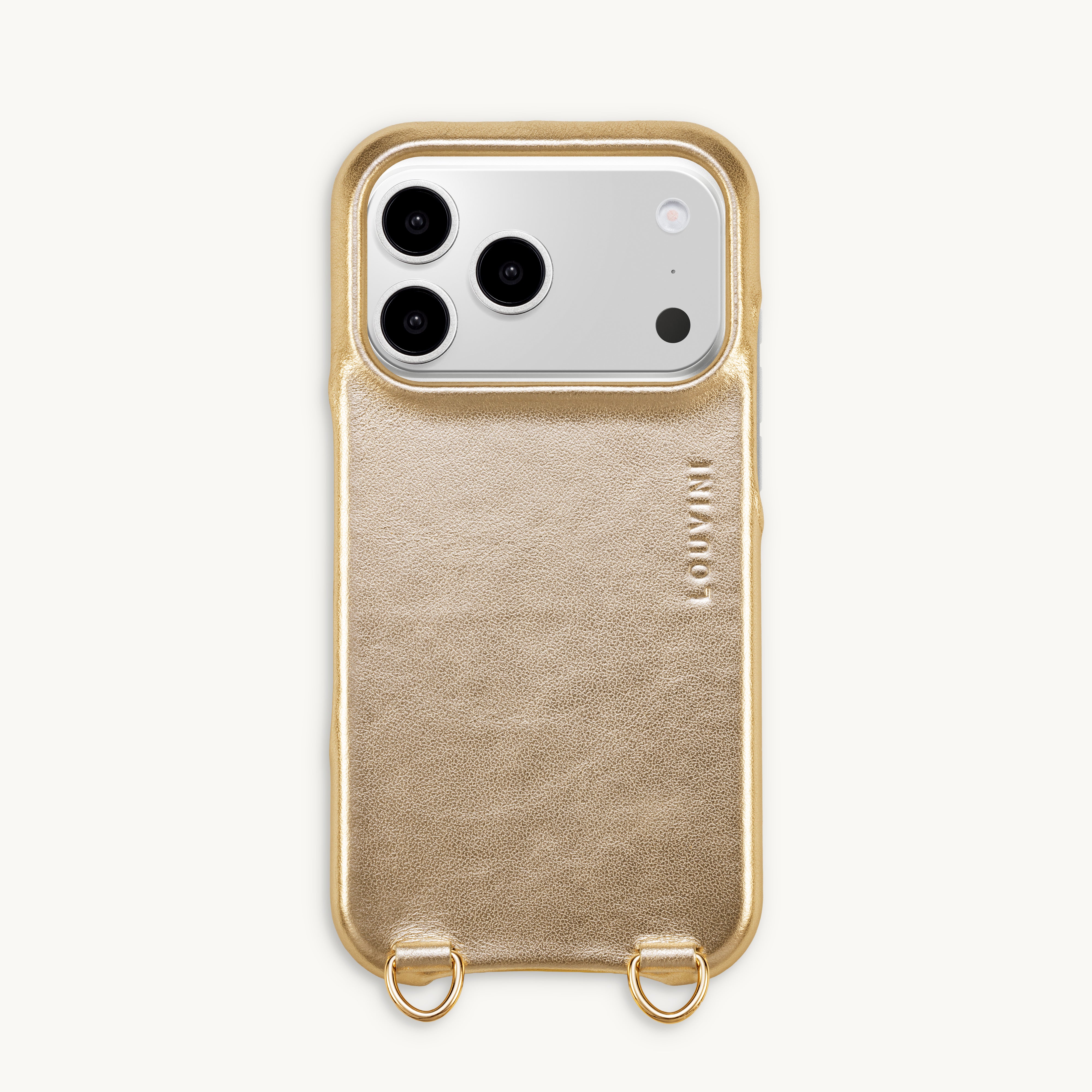 Leather iPhone case with loops and  Magsafe MAX - METALLIC GOLD