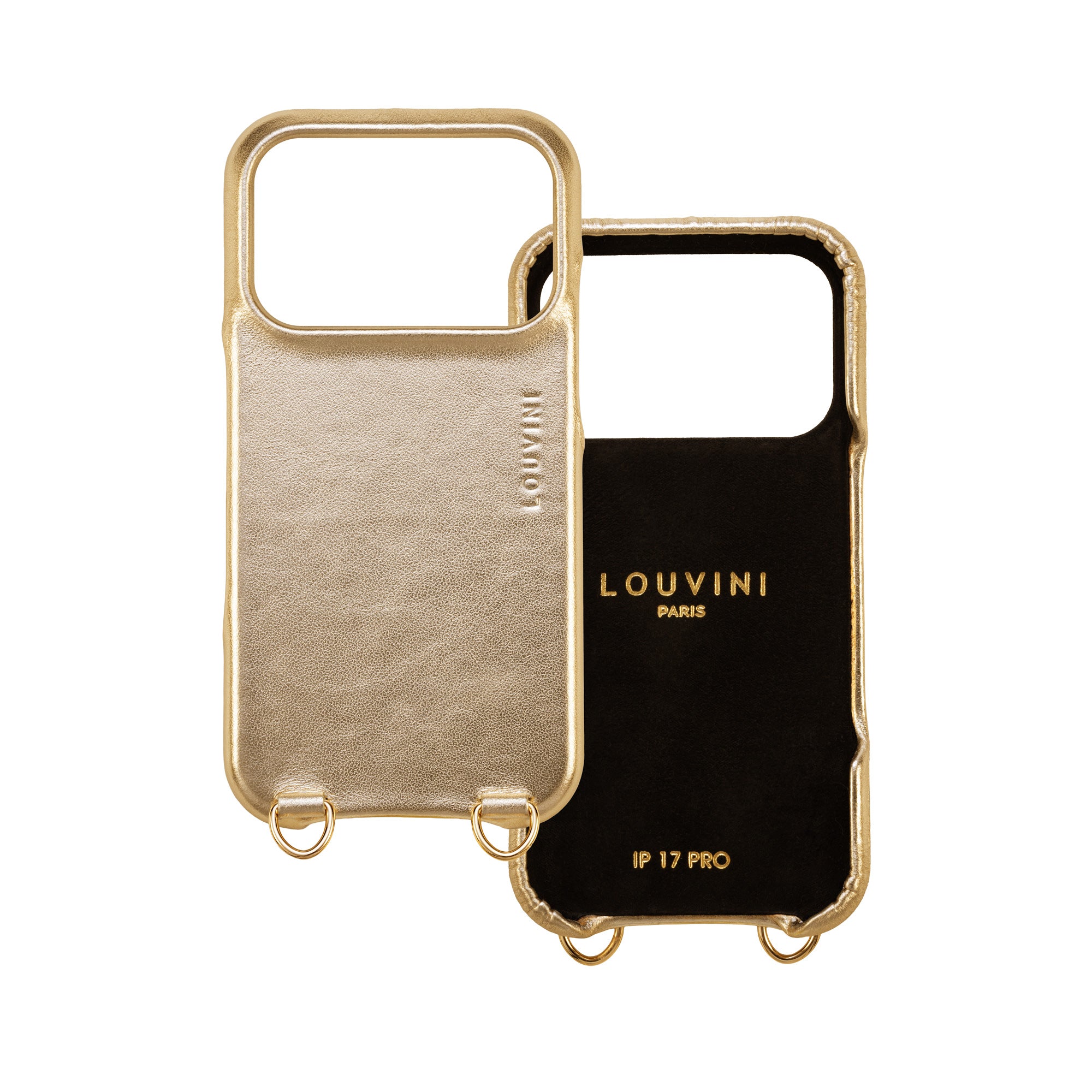 Leather iPhone case with loops and  Magsafe MAX - METALLIC GOLD