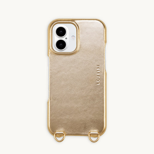 Leather iPhone case with loops and  Magsafe MAX - METALLIC GOLD