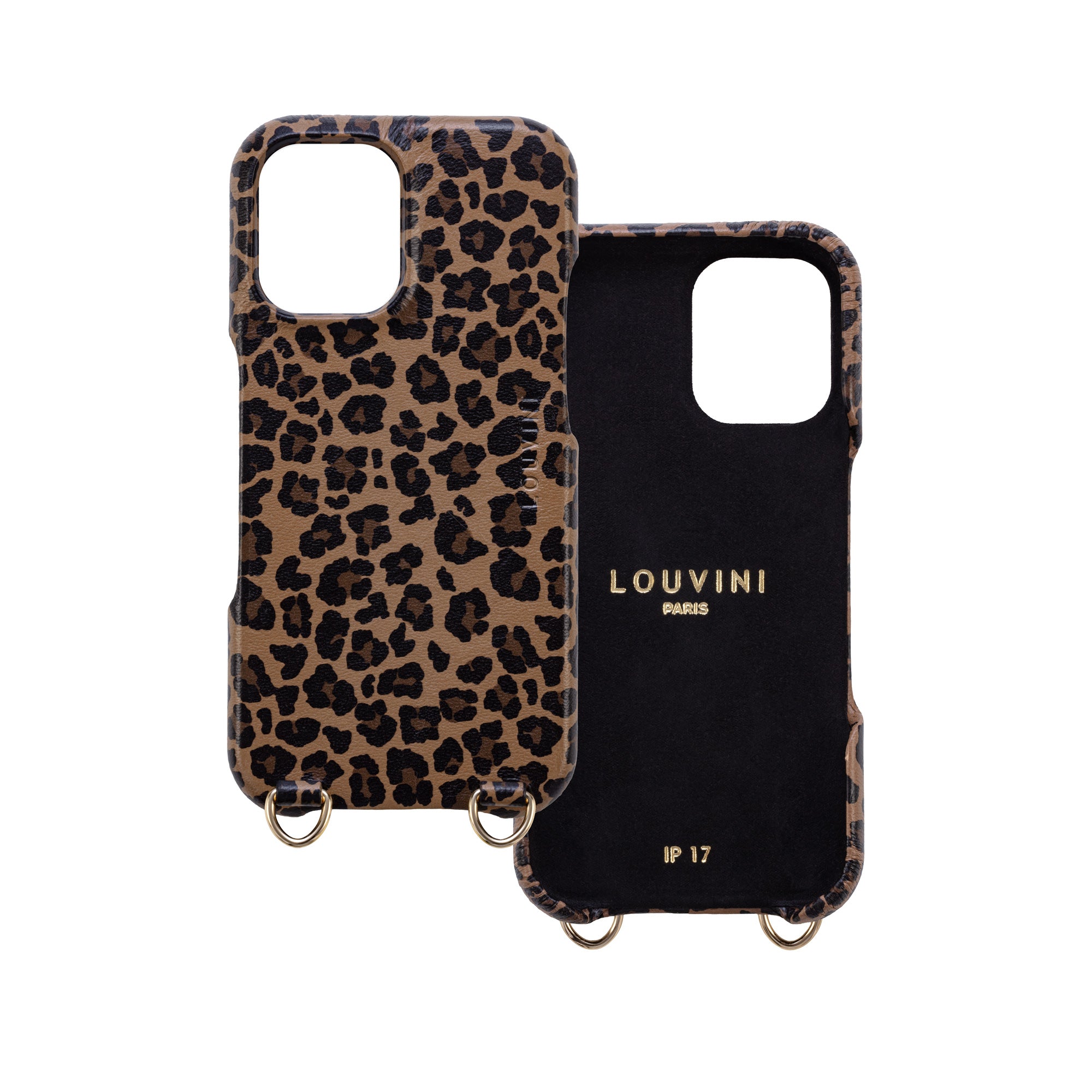 Leather iPhone case with loops and Magsafe MAX - LEOPARD