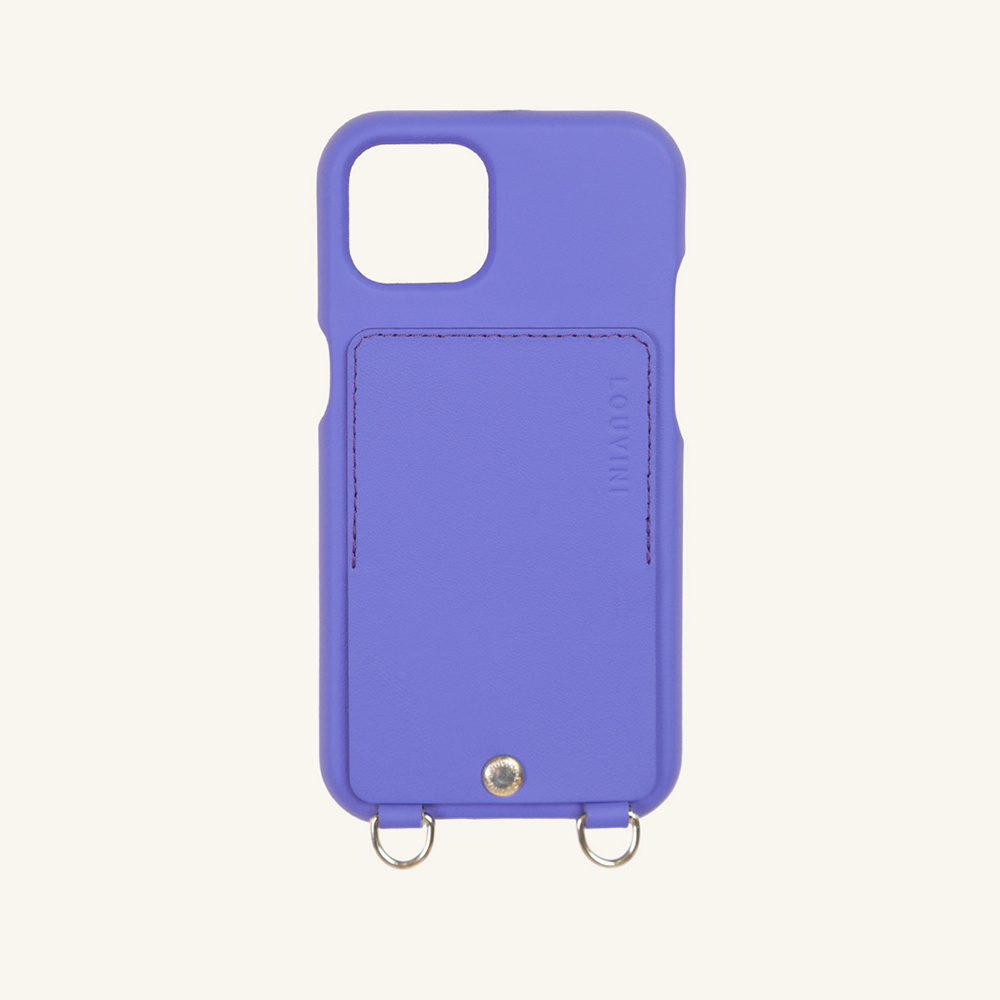 LEATHER IPHONE CASE WITH WALLET AND LOOPS LOU - PURPLE (PERSONALISABLE)