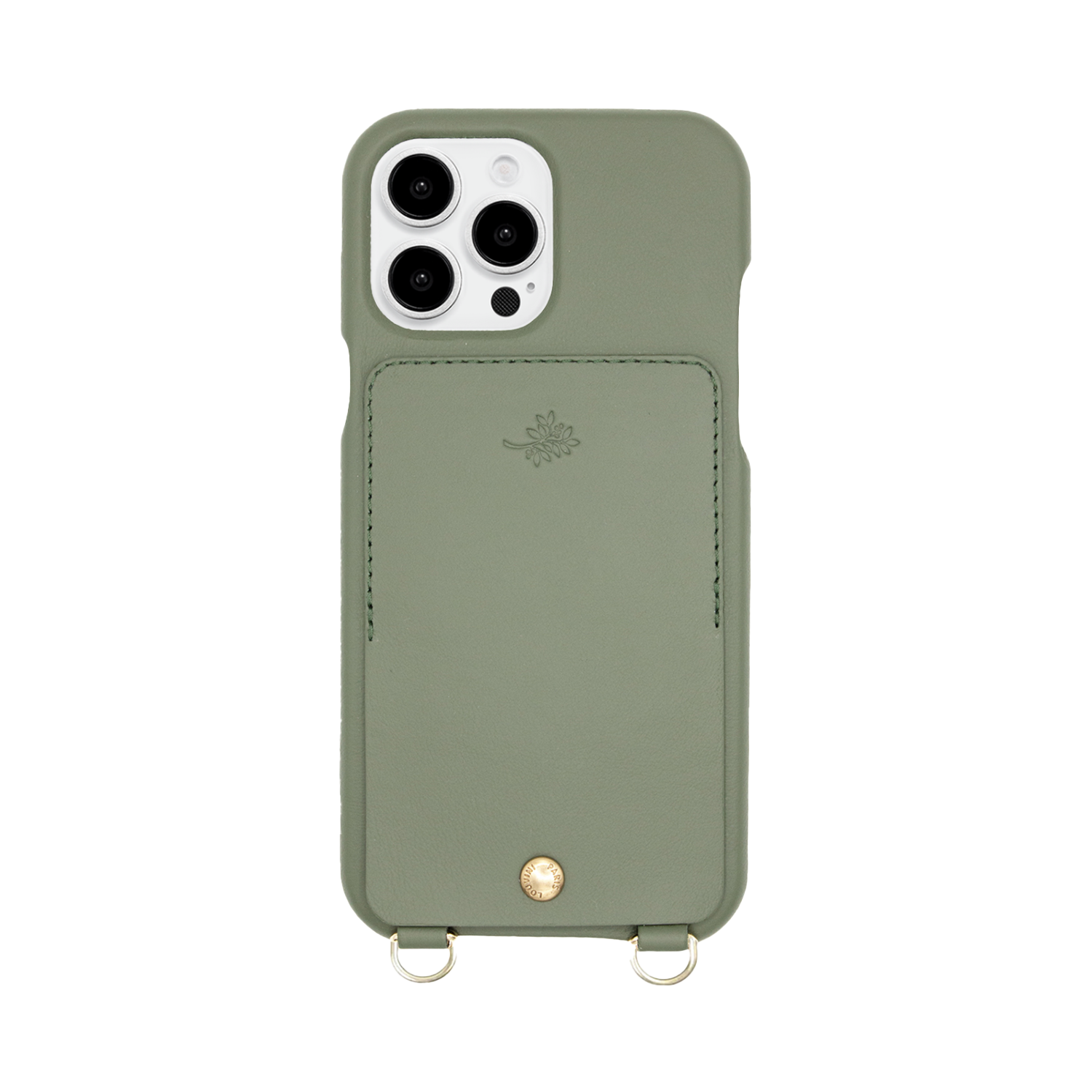 Leather iPhone case with wallet and loops LOU x AIRELLES - Olive