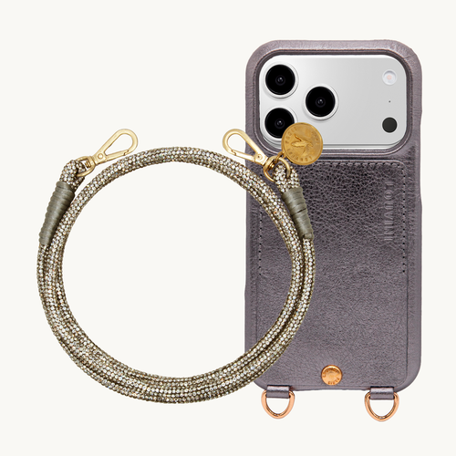 LOU Metallic Charcoal iPhone Case & Cord KELLY Charcoal