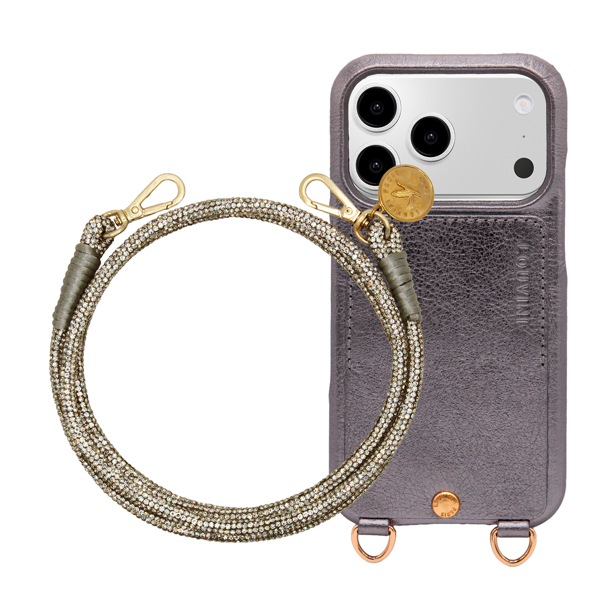 LOU Metallic Charcoal iPhone Case & Cord KELLY Charcoal