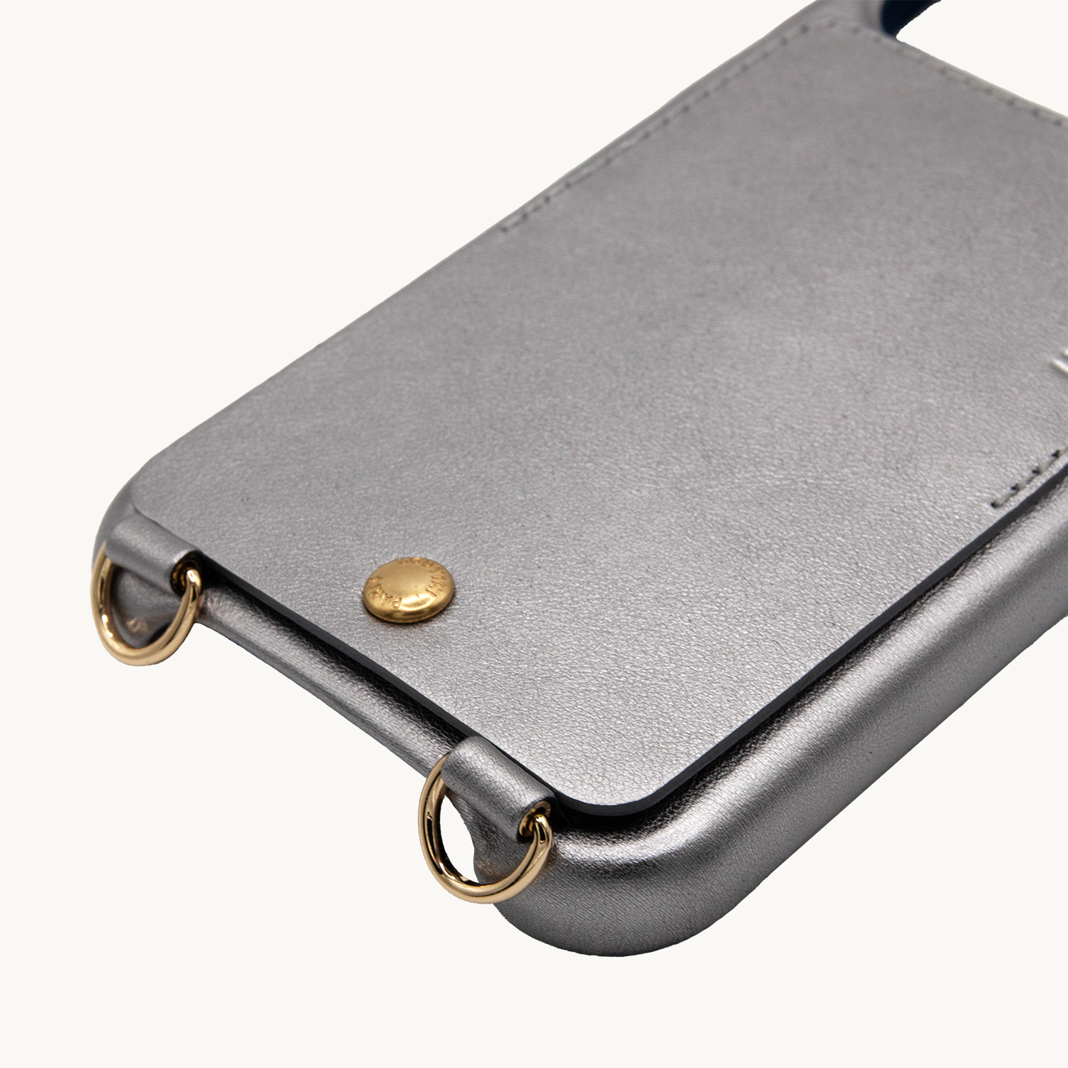 LEATHER IPHONE CASE WITH WALLET AND LOOPS LOU - METALLIC ANTHRACITE