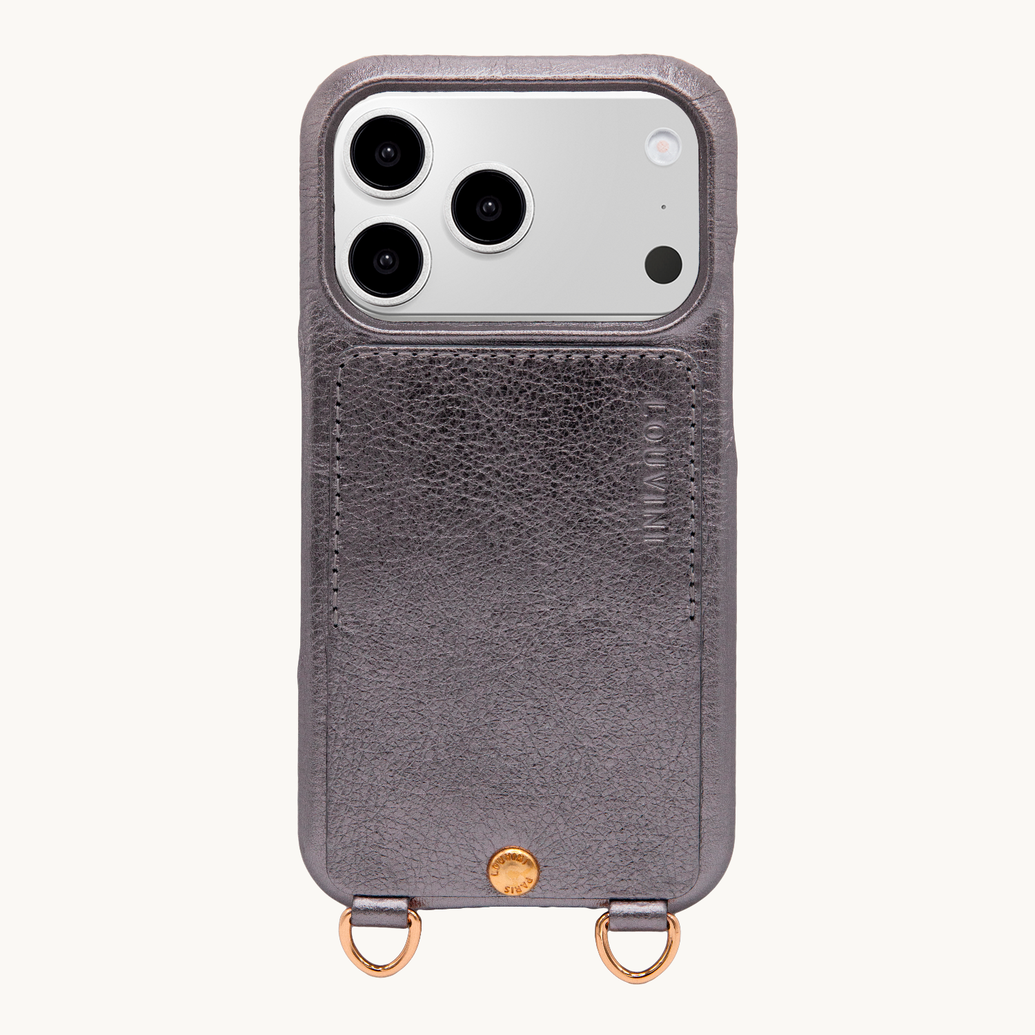 iPhone Leather Case with LOU - METALLIC ANTHRACITE