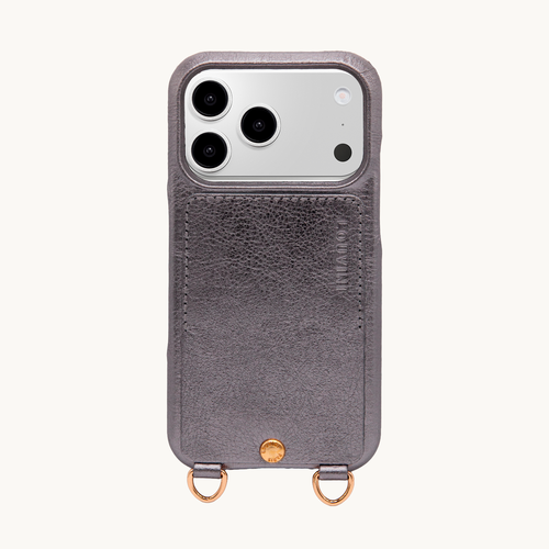 iPhone Leather Case with LOU - METALLIC ANTHRACITE