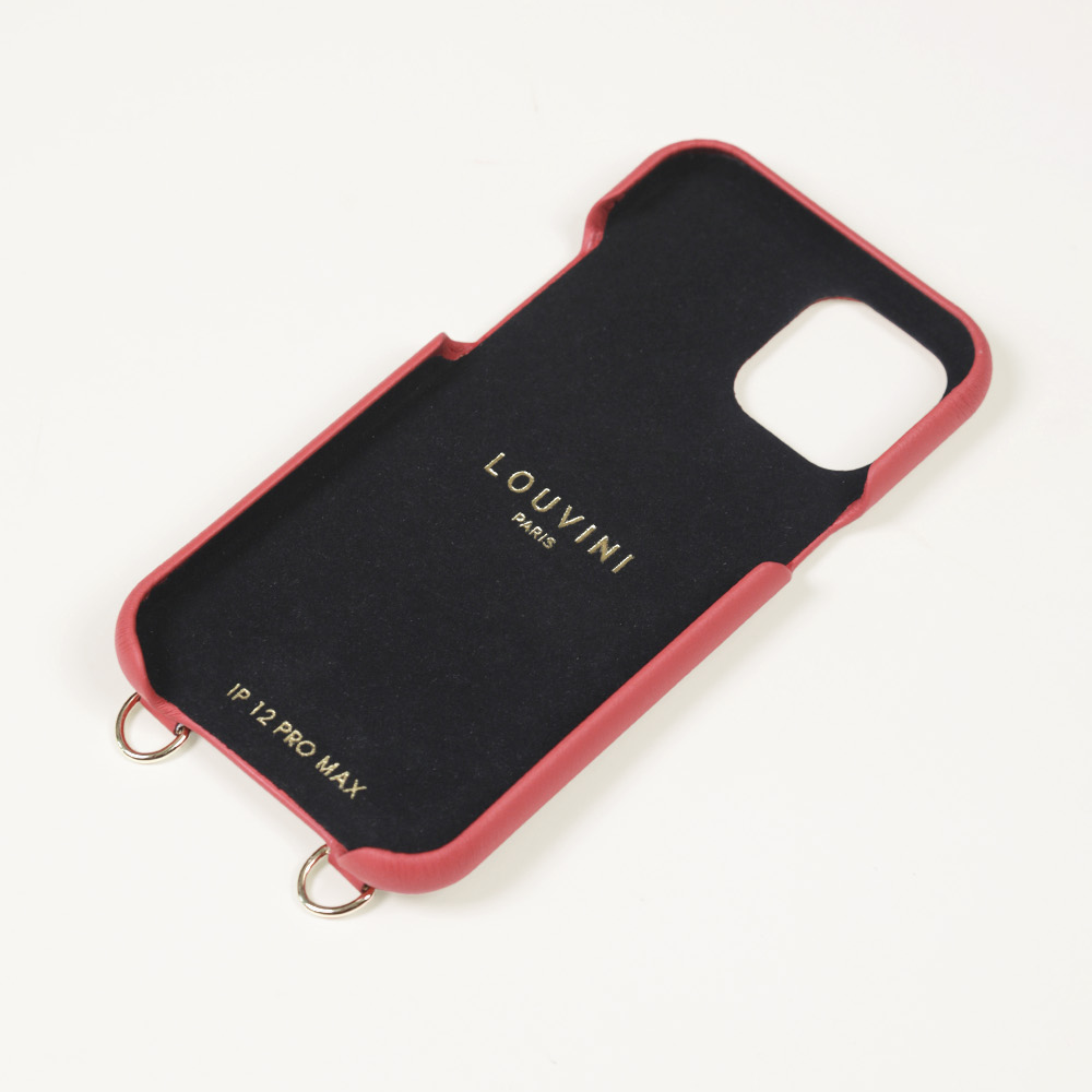 COQUE IPHONE CUIR PORTE CARTE AVEC ANNEAUX LOU BLUSH INTERIEUR 12 PRO MAX