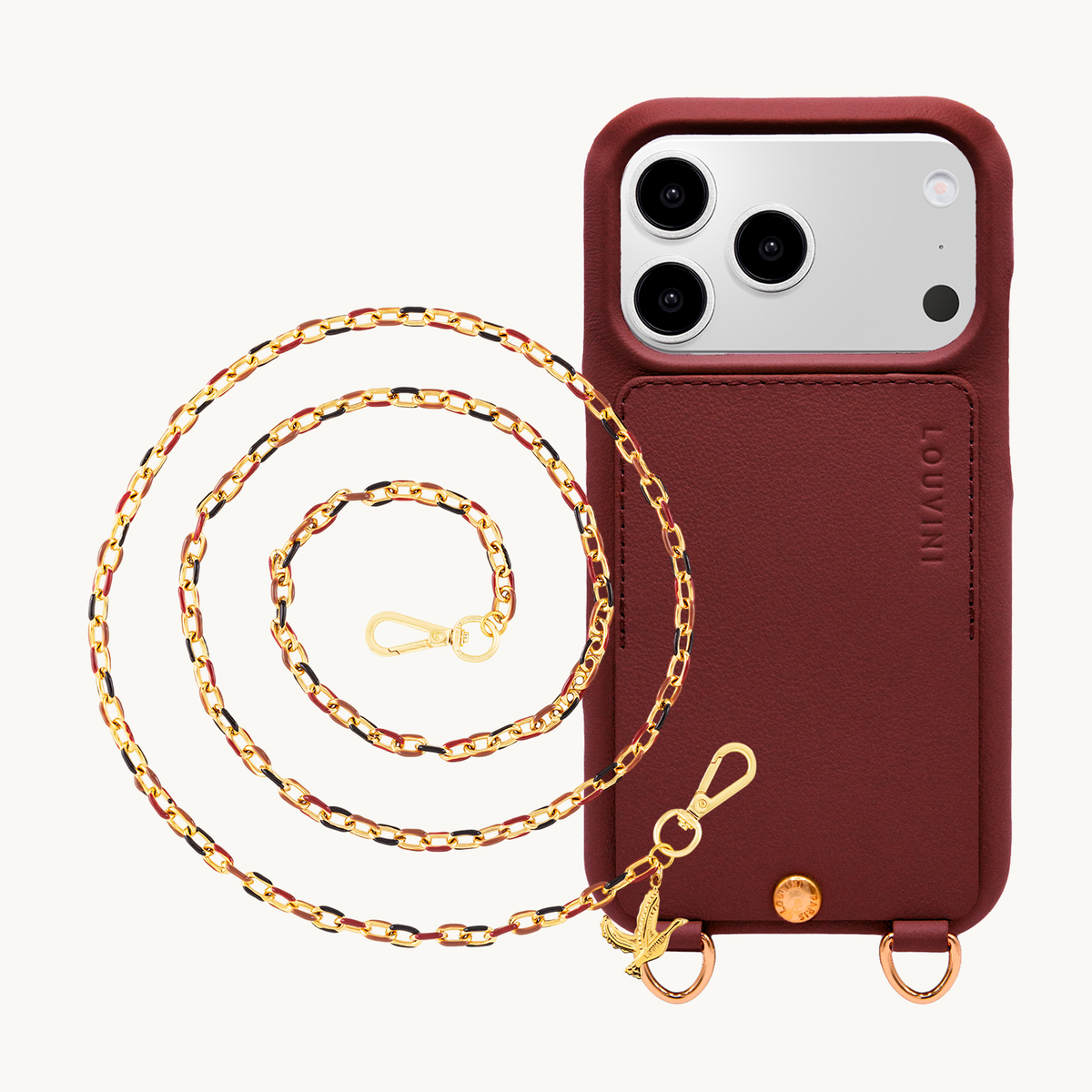 LOU Burgundy iPhone Case & Chain MIA Burgundy-Black