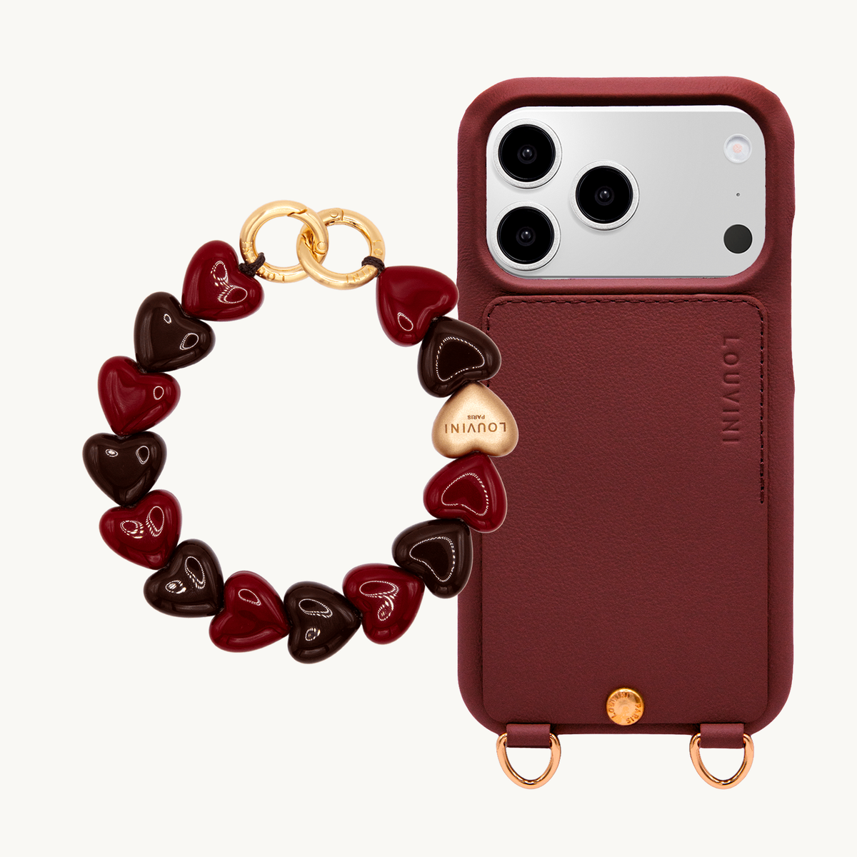 LOU Burgundy iPhone Case & Bracelet PETIT CUORE Burgundy-Brown