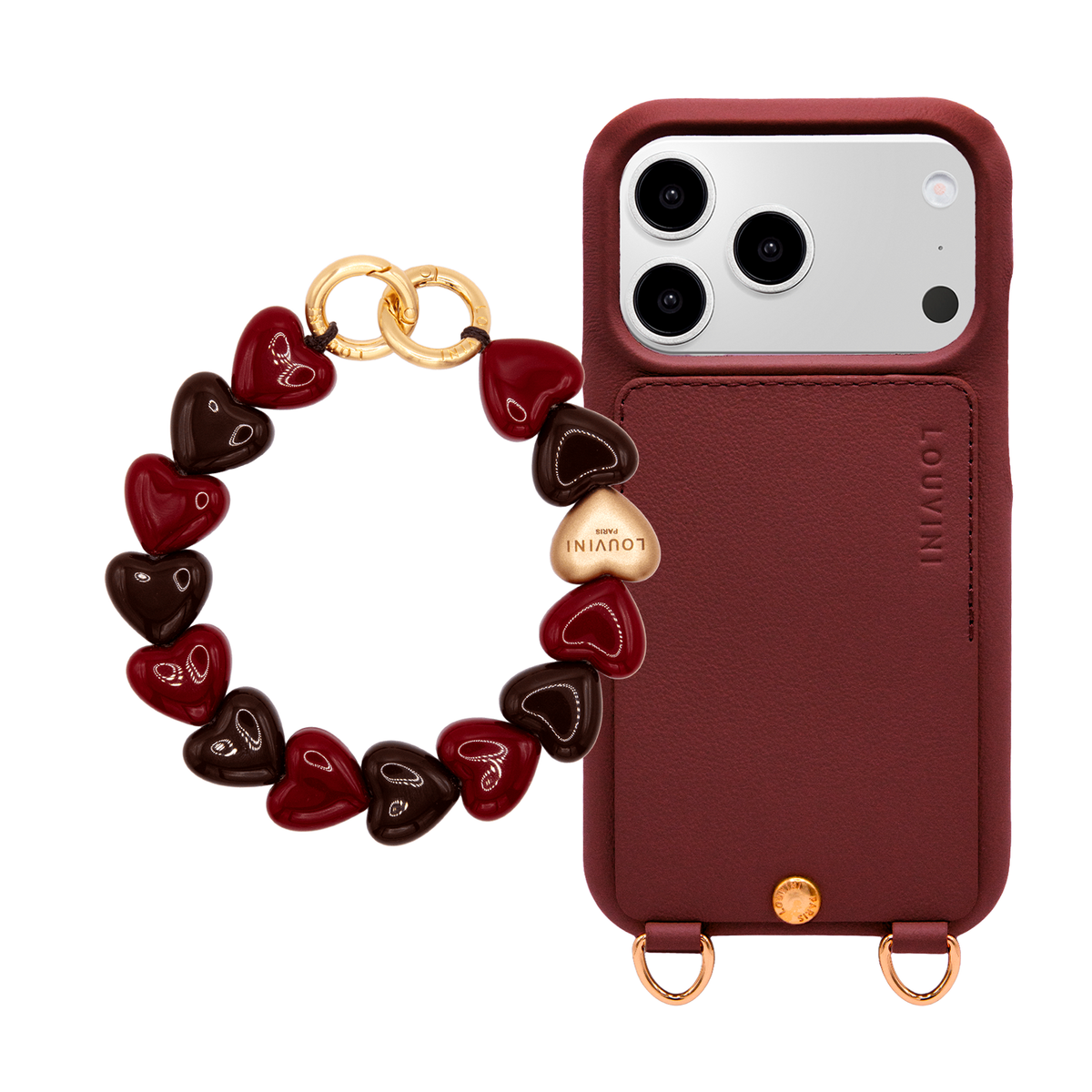 LOU Burgundy iPhone Case & Bracelet PETIT CUORE Burgundy-Brown