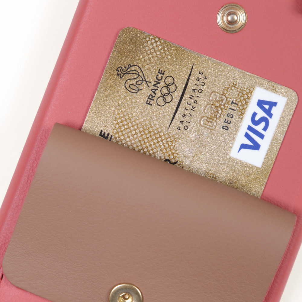 iPhone Leather Case with wallet and loops LOU - Blush