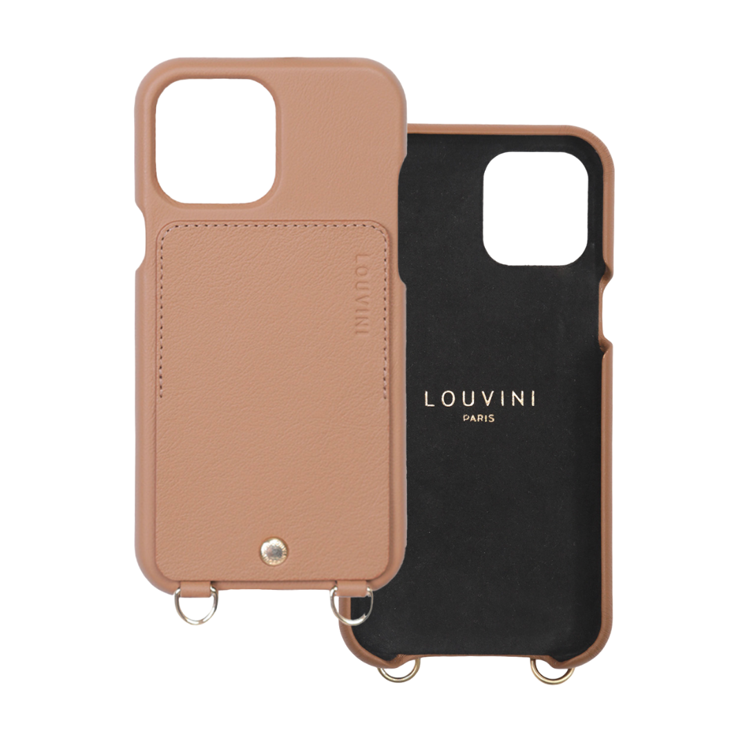 LEATHER IPHONE CASE WITH WALLET AND LOOPS LOU - CAMEL 