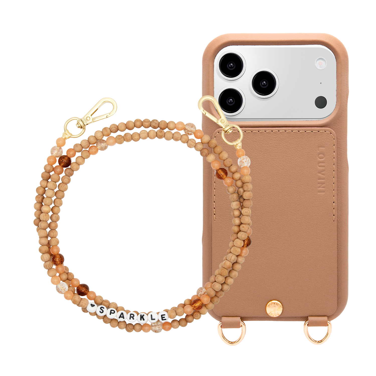 LOU Camel Leather Case & ARIELLE Sparkle Chain