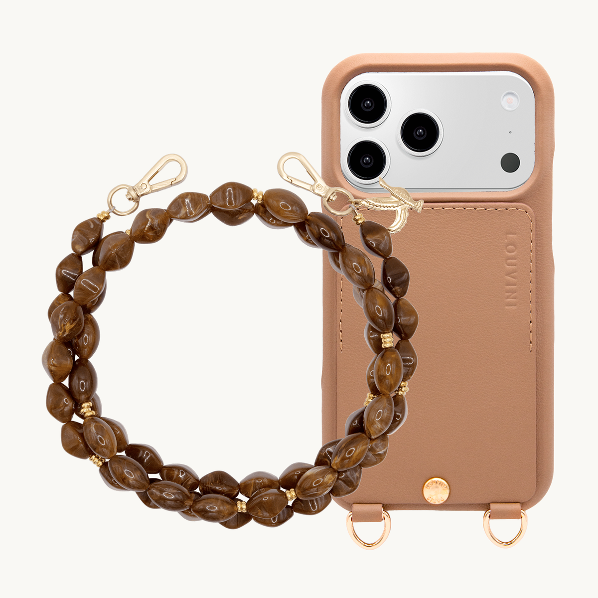 LOU Camel iPhone Case & Chain RITA Brown