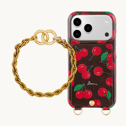 iPhone Leather Case LOU Cherries & PETIT CELINE Bracelet 