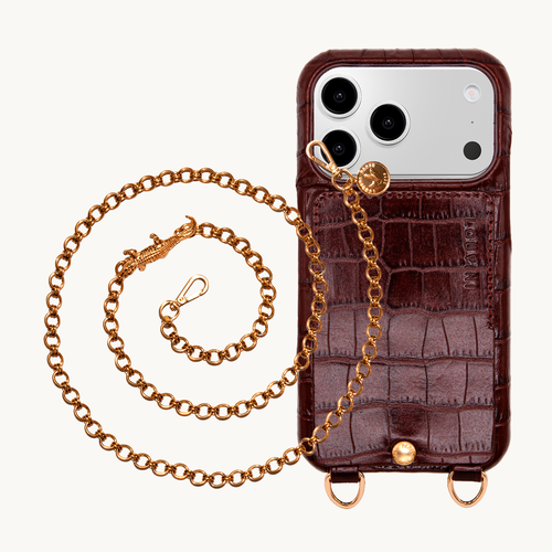LOU Crocodile Brown Iphone Case & DALIA Crocodile Chain