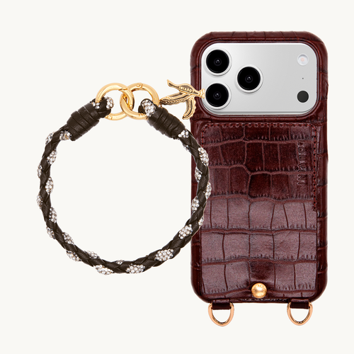 LOU Crocodile Brown Iphone Case & PETIT KYLIE Bracelet Dark brown