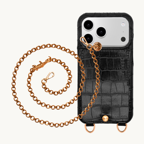 LOU Crocodile Black Iphone Case & DALIA Crocodile Chain