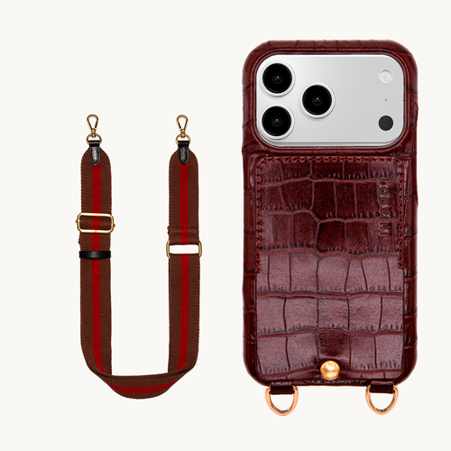 LOU Crocodile Brown iPhone Case & OLYMPE Bordeaux-Brown Shoulder Bag