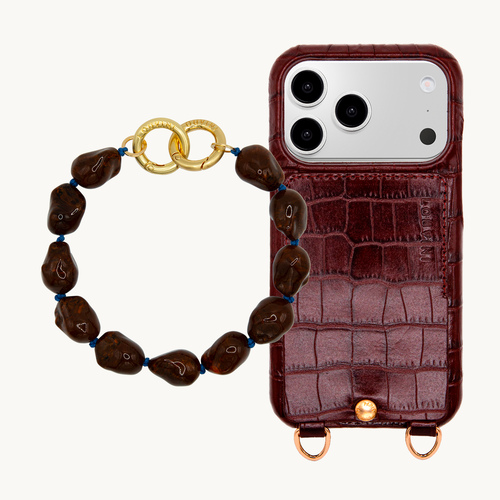 LOU Crocodile Brown iPhone case & PETIT ROMY Dark Brown wristband
