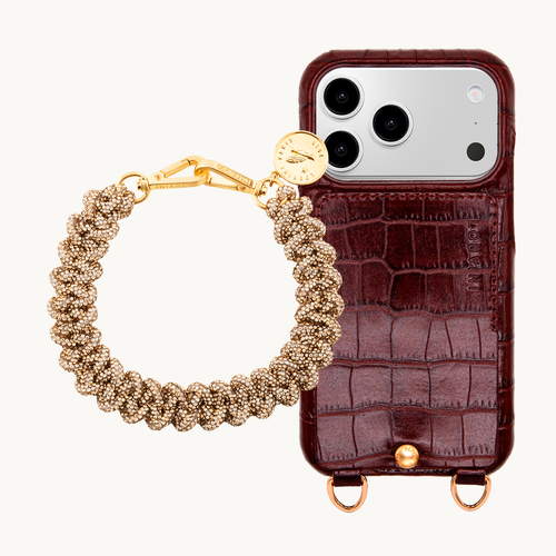 LOU Crocodile Brown iPhone Case & PETIT SCARLETT Gold Bracelet