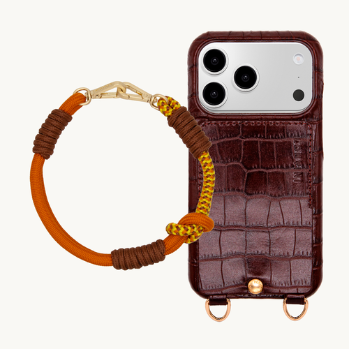 LOU Brown Croc iPhone Case & Bracelet PETIT TESSA Orange Brown
