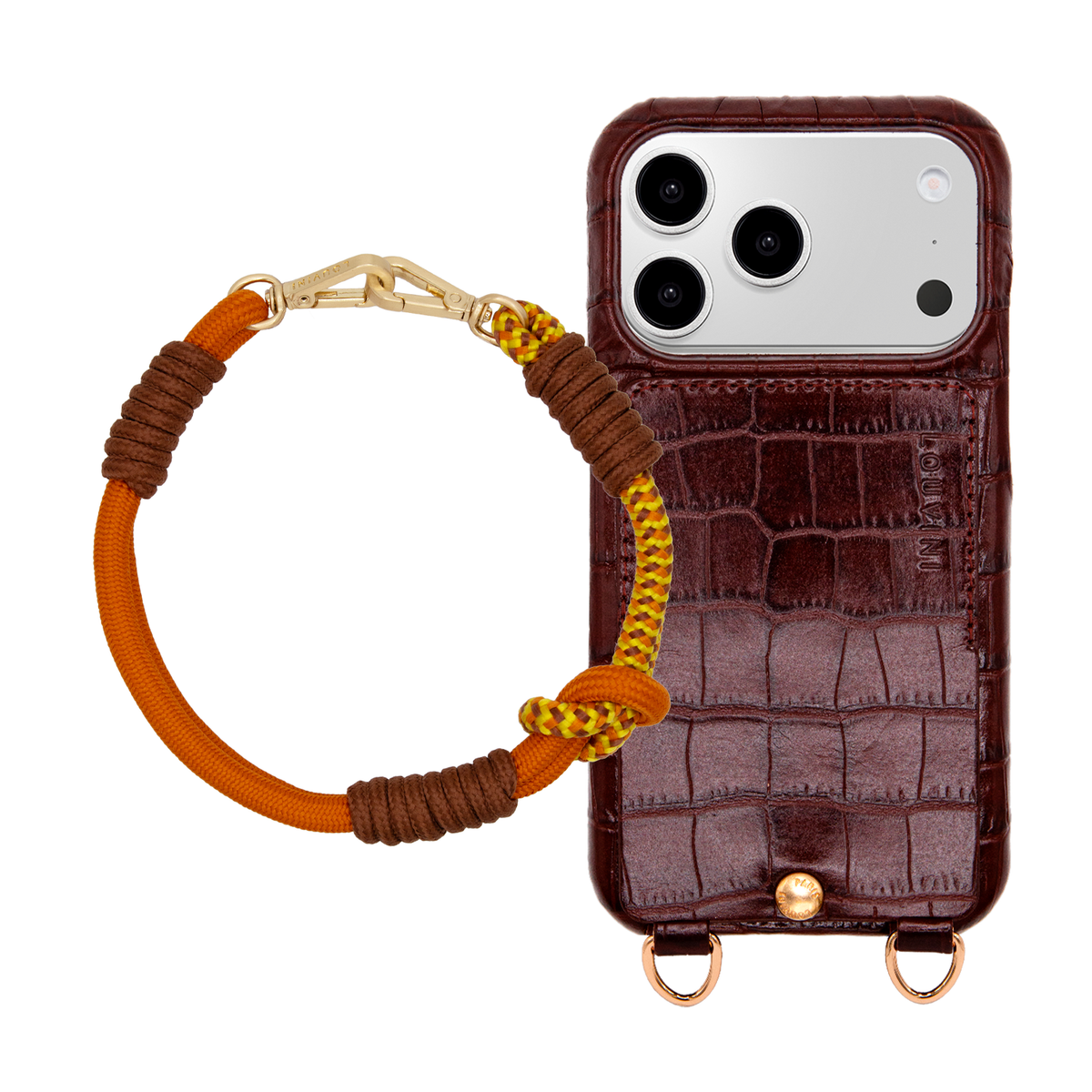 LOU Brown Croc iPhone Case & Bracelet PETIT TESSA Orange Brown