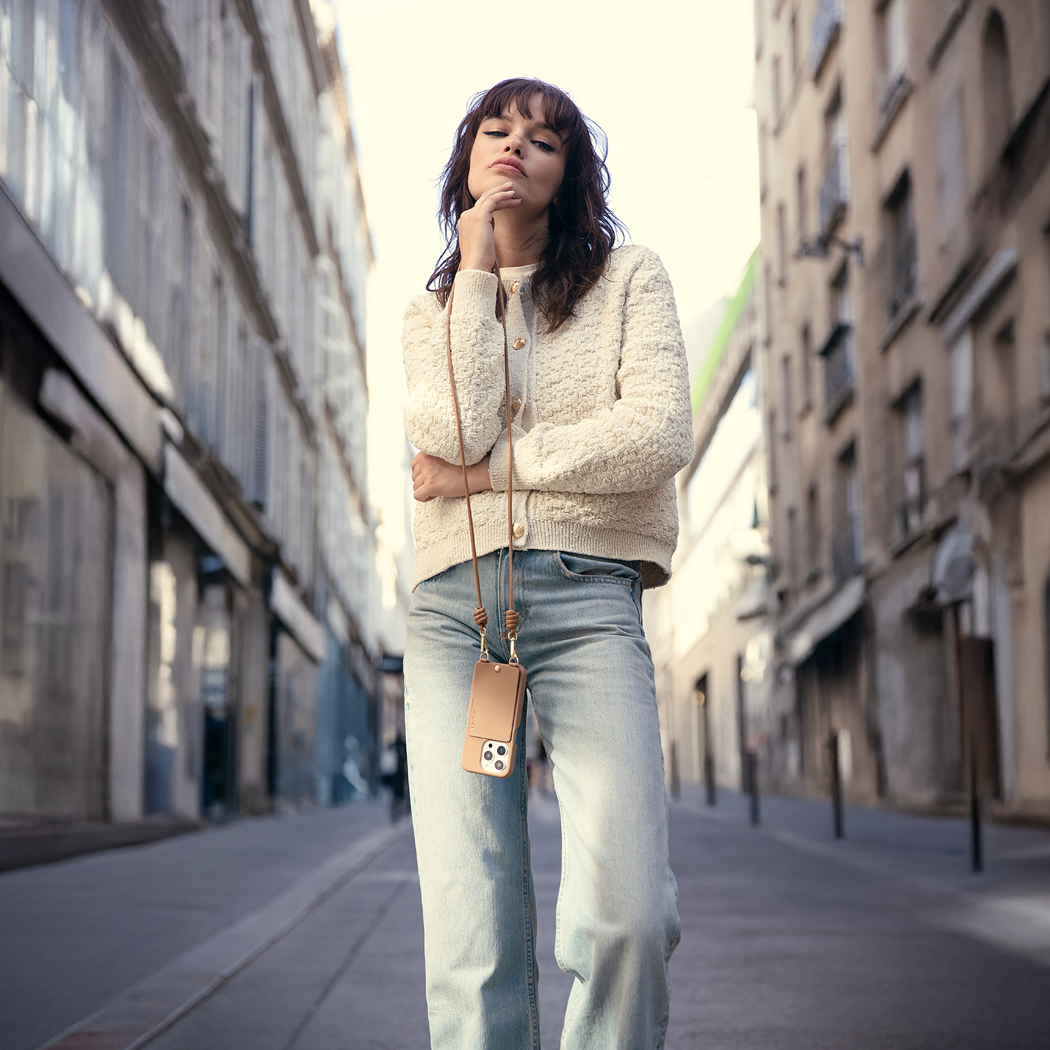 Leather cord KATE - Camel 