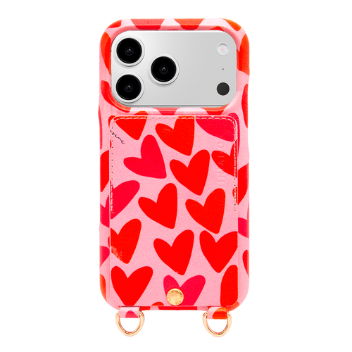 Louvini iPhone case hearts print in pink and red