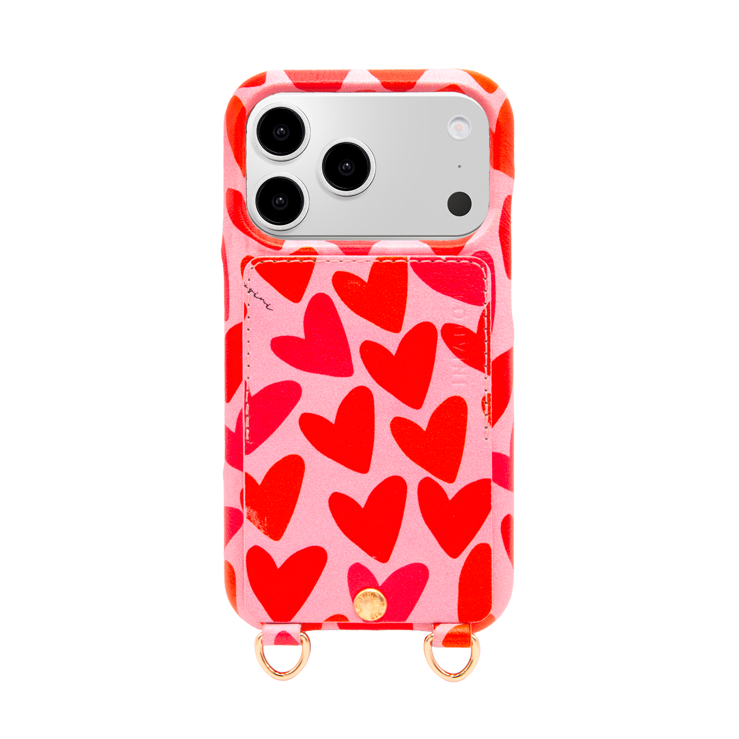 Louvini iPhone case hearts print in pink and red