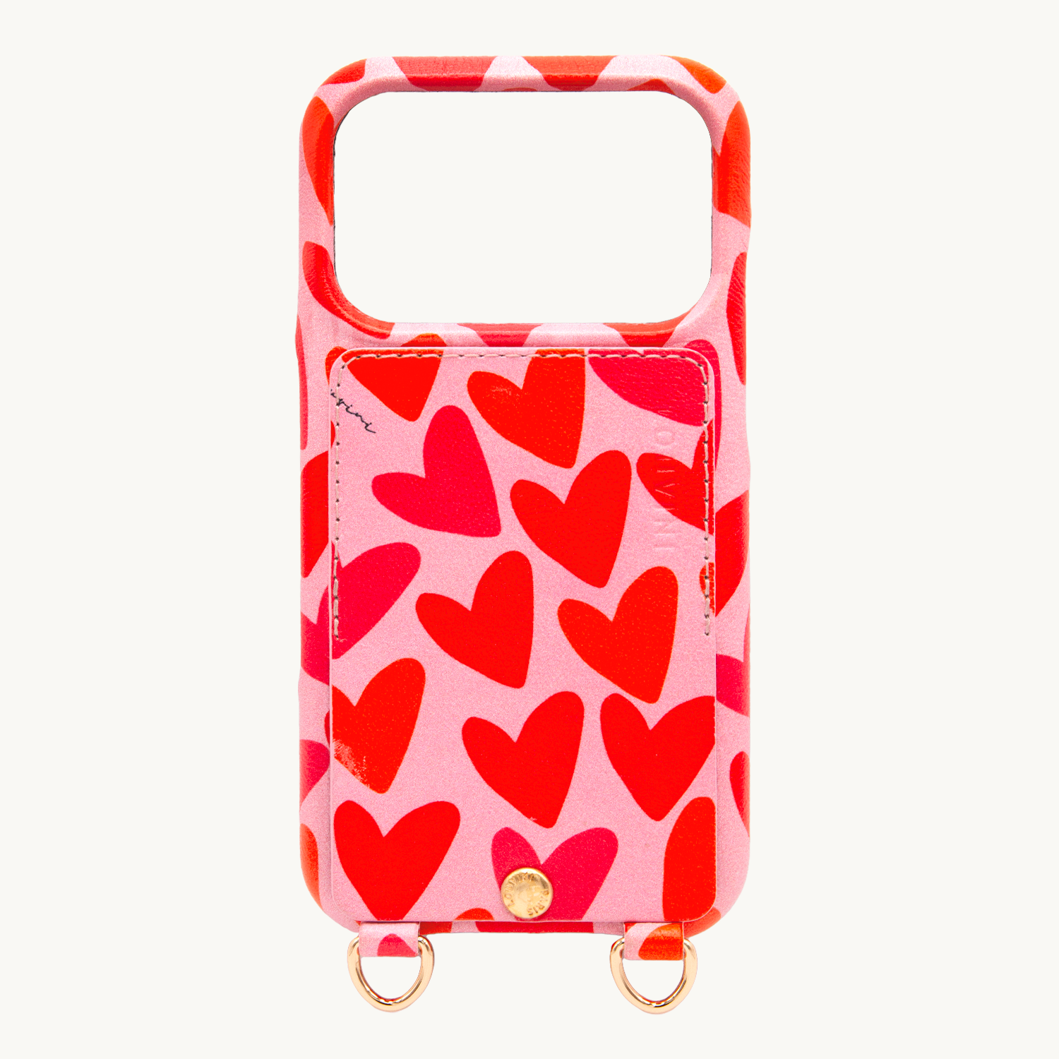 Leather iPhone case with wallet and loops LOU - Hearts
