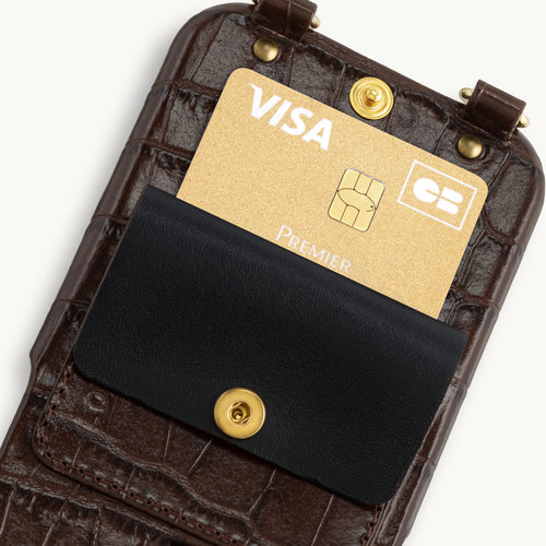 iPhone Leather Case with wallet and loops LOU - Crocodile Brown 