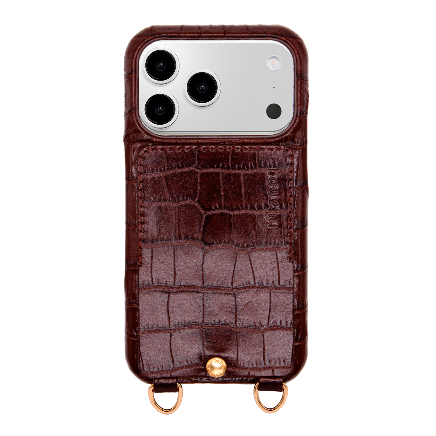 iPhone Leather Case with wallet and loops LOU - Crocodile Brown 