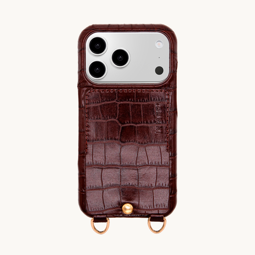 iPhone Leather Case with wallet and loops LOU - Crocodile Brown 