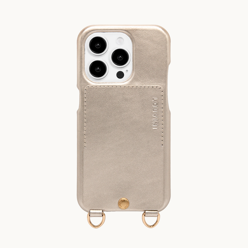 iPhone Leather Case with wallet and loops LOU - METALLIC GOLD-SILVER