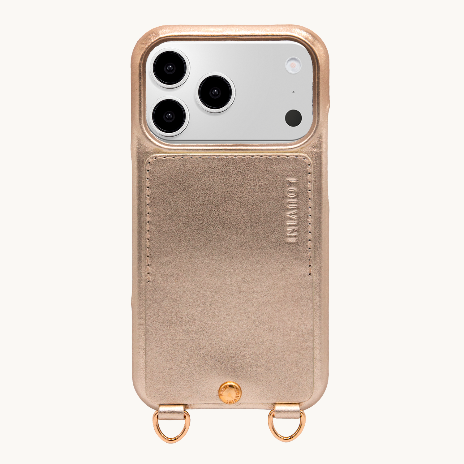 iPhone Leather Case with wallet and loops LOU - METALLIC GOLD-SILVER