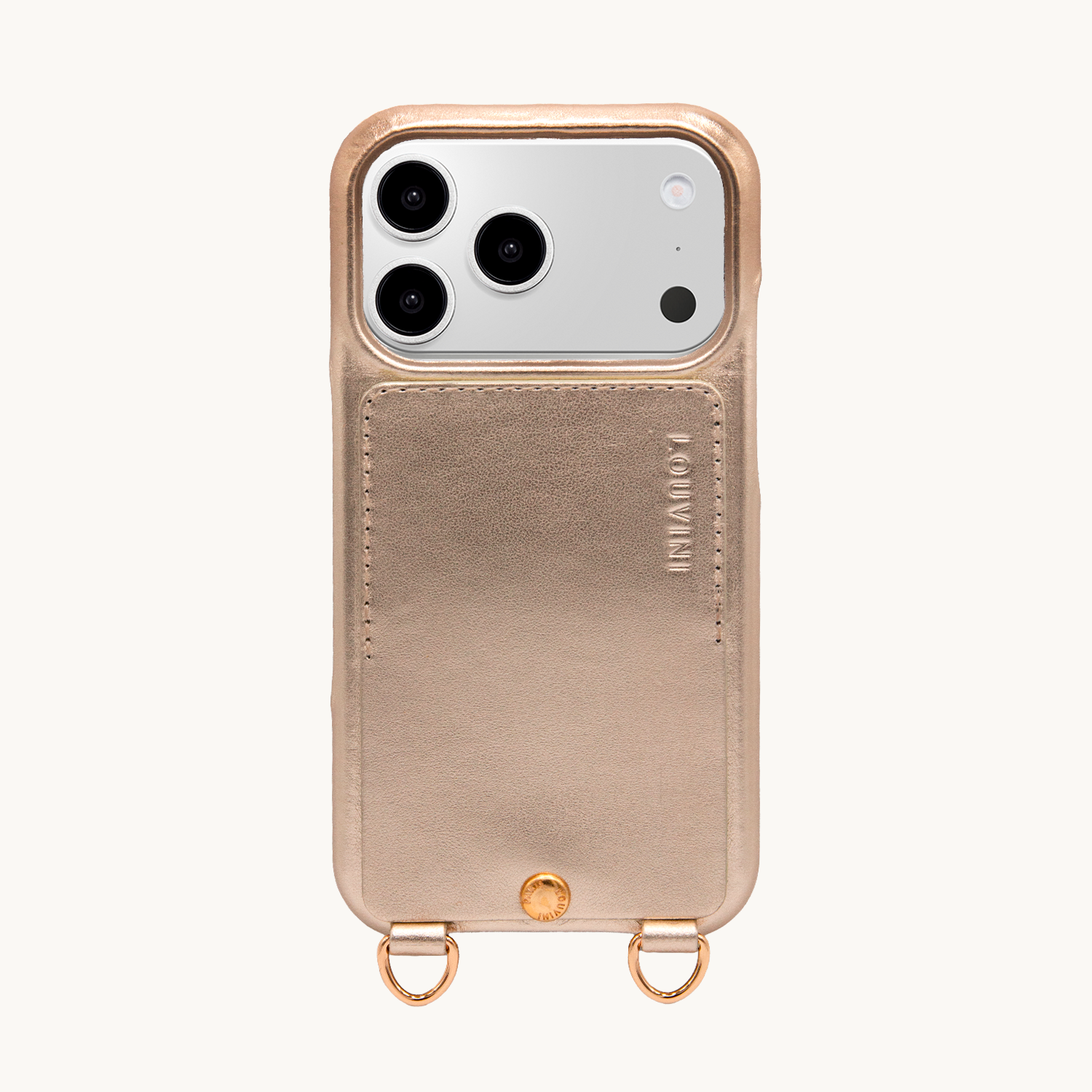 iPhone Leather Case with wallet and loops LOU - METALLIC GOLD-SILVER