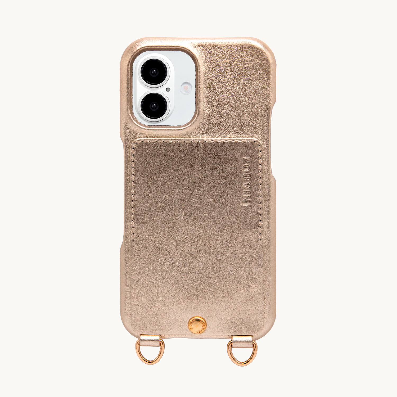 iPhone Leather Case with wallet and loops LOU - METALLIC GOLD-SILVER