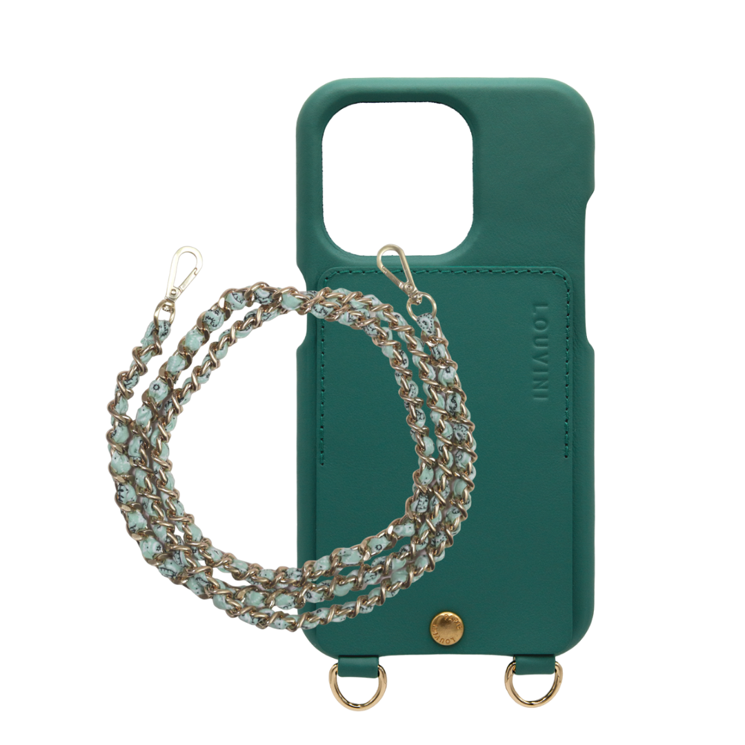 LOU Emerald Leather Case & BONNIE Green Chain