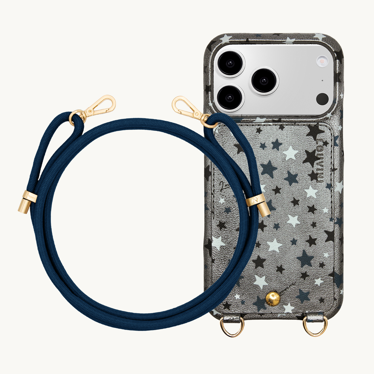 LOU Silver Stars iPhone Case & Cord TESSA Navy