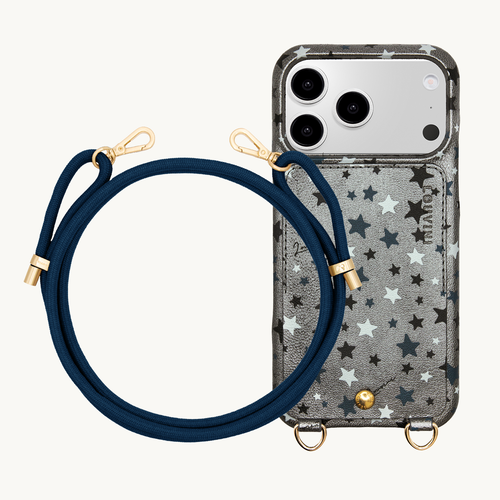 LOU Silver Stars iPhone Case & Cord TESSA Navy