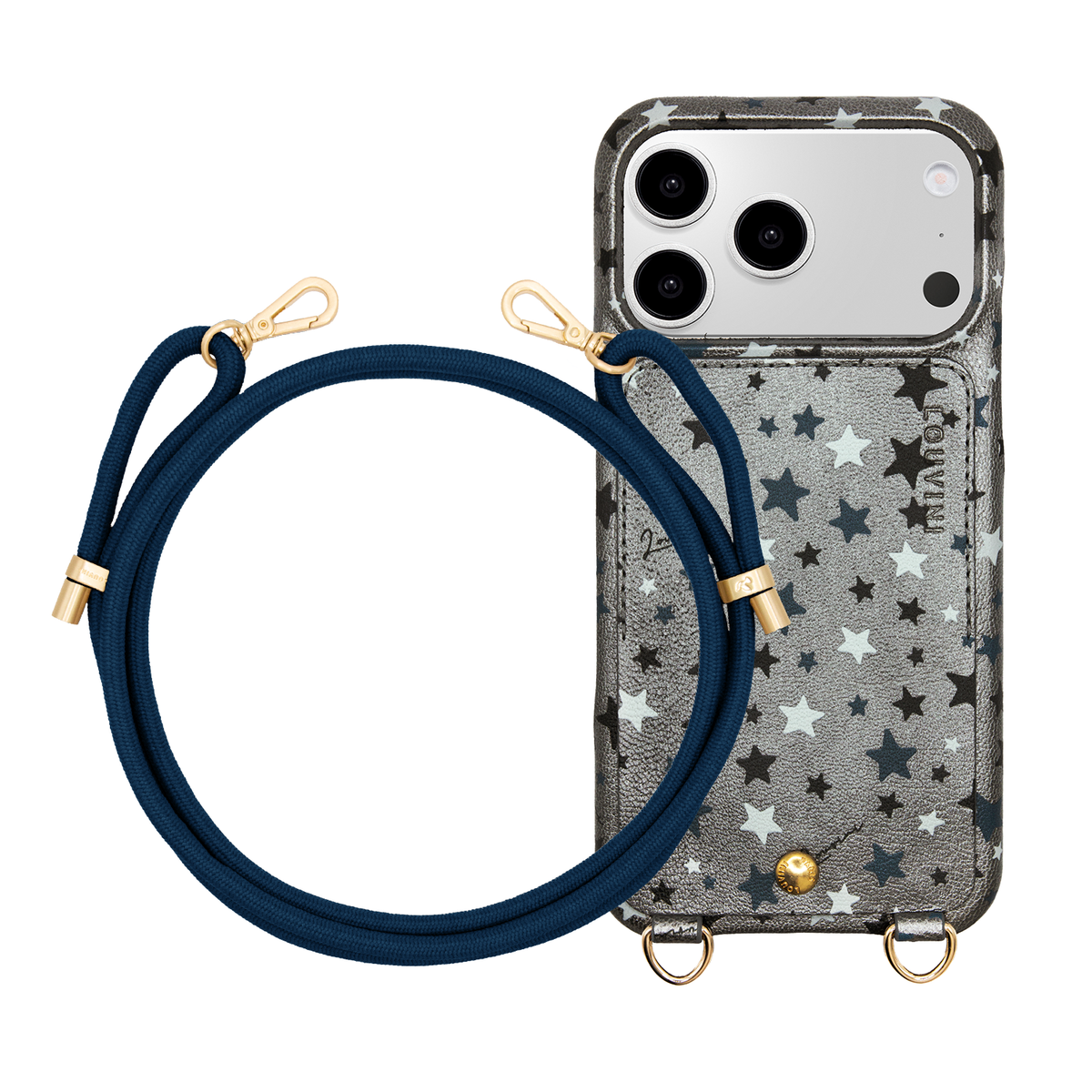 LOU Silver Stars iPhone Case & Cord TESSA Navy