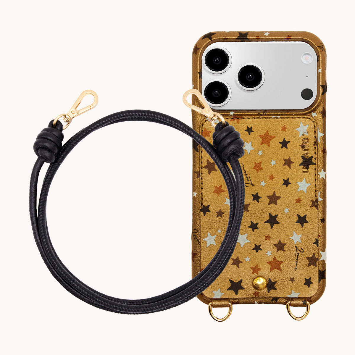 LOU Gold Stars iPhone Case & Cord KATE Black